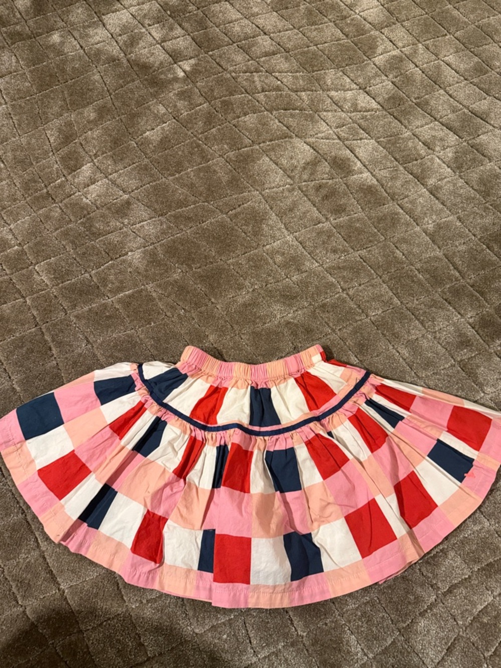 Pink Chicken Pink, Red & Navy Colorblock Tiered Cotton Skirt